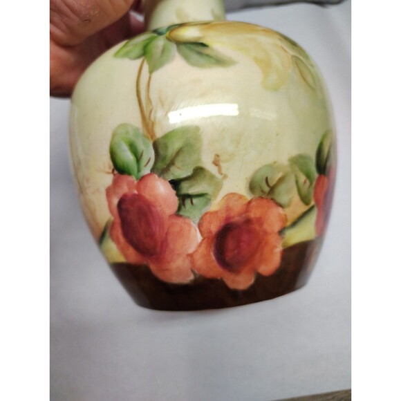 Antique Willets Belleek Hand Painted Floral Vase Morning Glory  Art Nouveau Glam - Picture 6 of 14